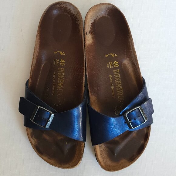 BIRKENSTOCK 260 Madrid Metallic Blue Women's Size 40 preowned - Picture 1 of 10